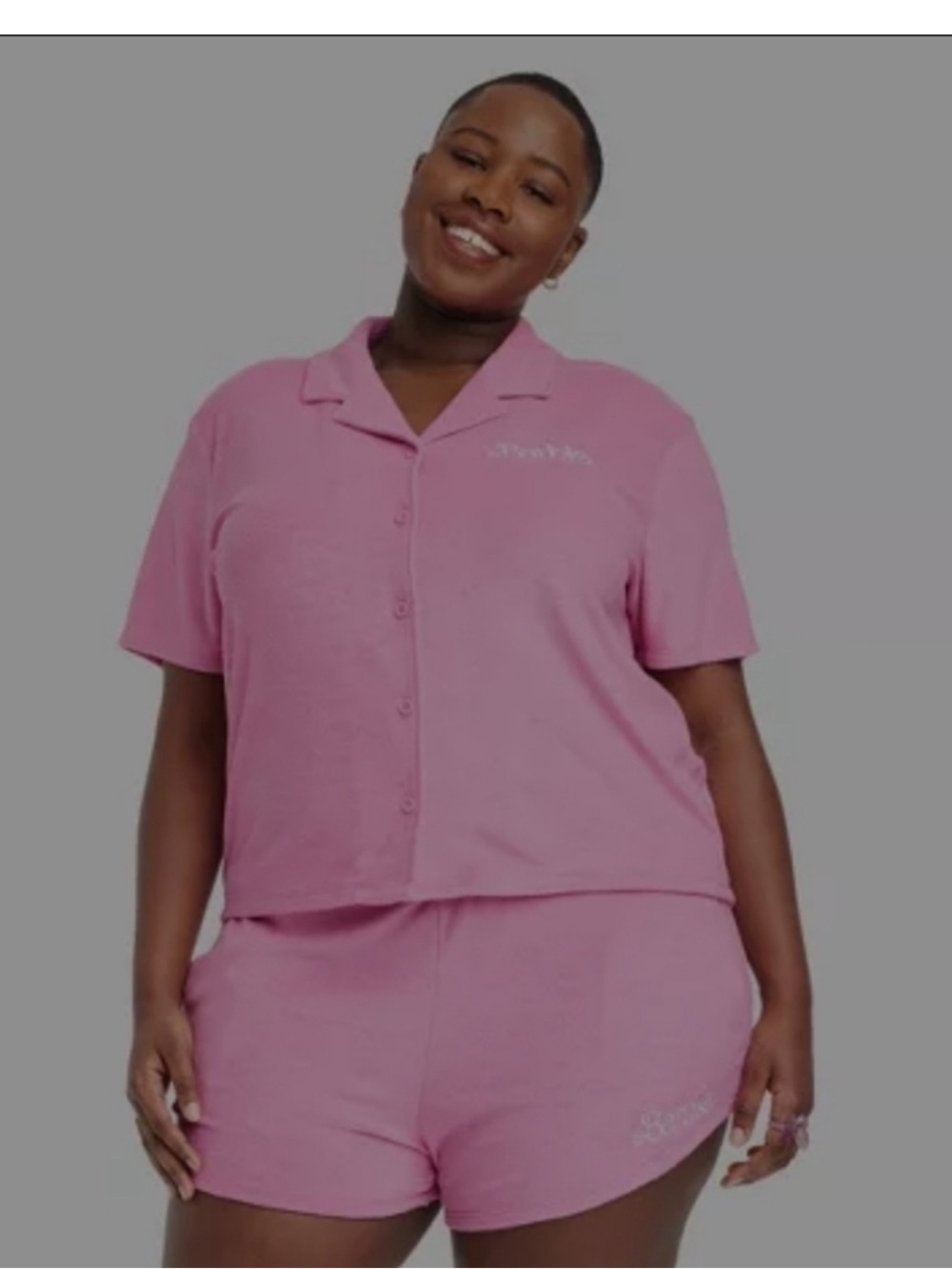 Women's Short Sleeve Pink Pajama Set
